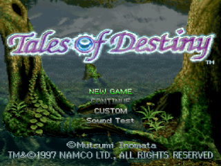 Tales of Destiny title screen for Playstation